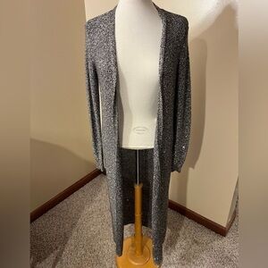 WHBM Black/Gray/Tan Sequin Duster Sz S